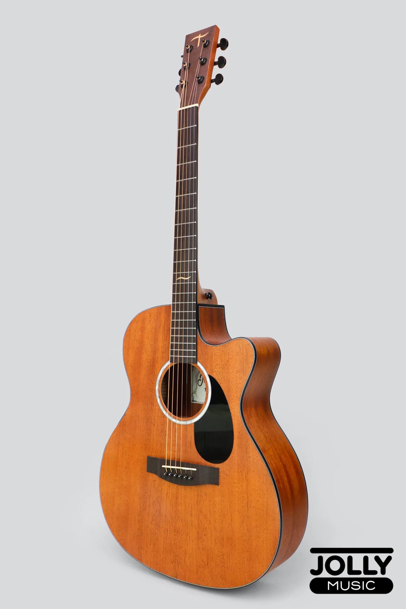 J-Craft Troubadour TM-15C All-Mahogany Orchestra Cutaway Acoustic Guitar with soft case