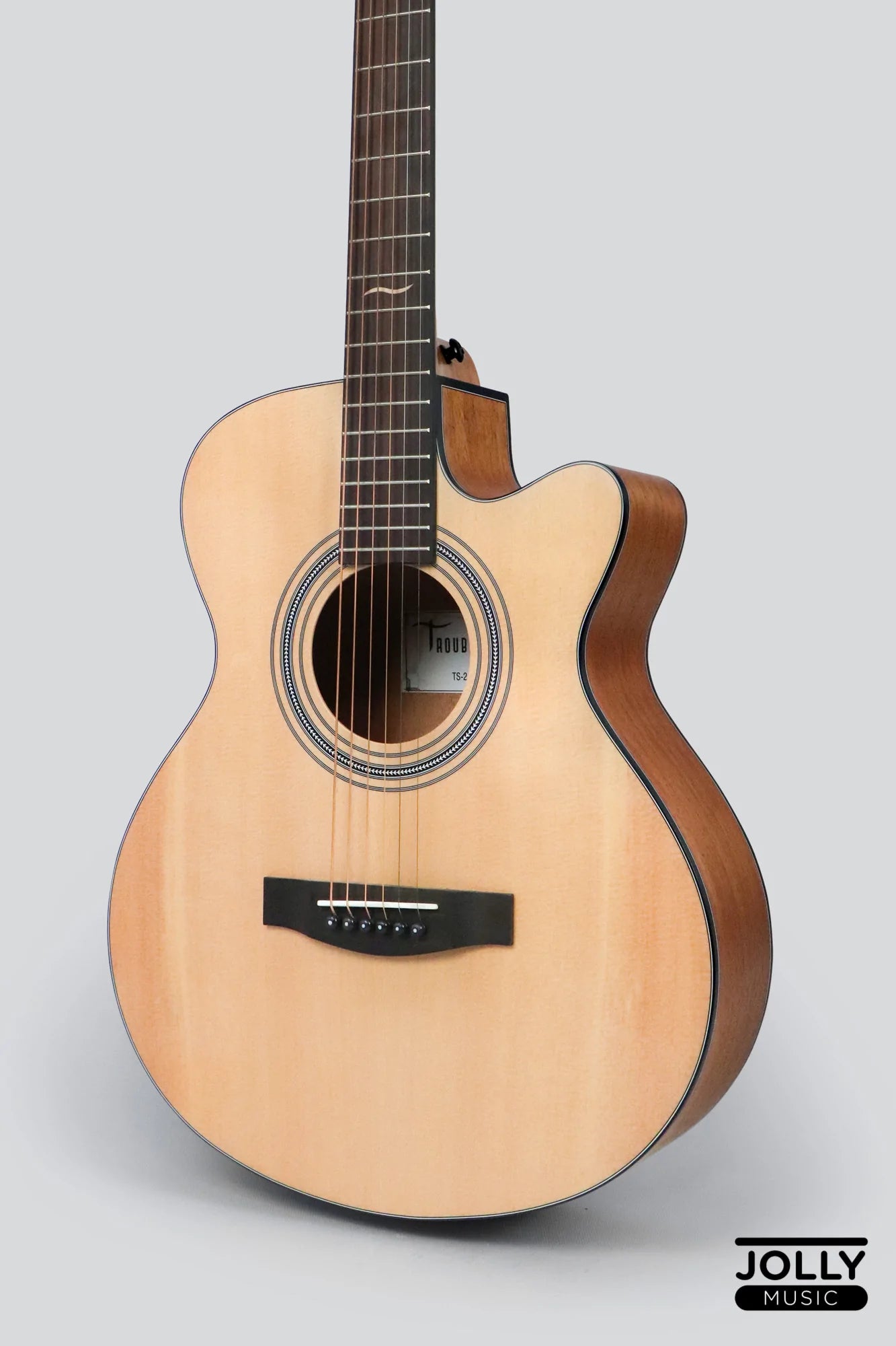 JCraft Troubadour TS-216C Solid Top Cutaway Grand Symphony Acoustic Guitar with Gigbag
