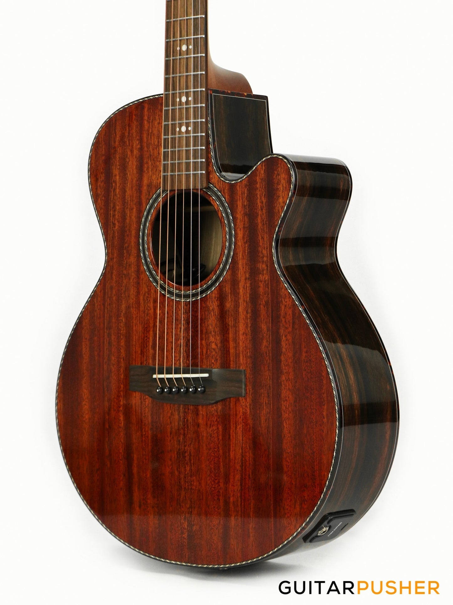 Tyma A1 Custom-ZL Solid Mahogany Top Striped Ebony OM Acoustic-Electric Guitar with T5 preamp