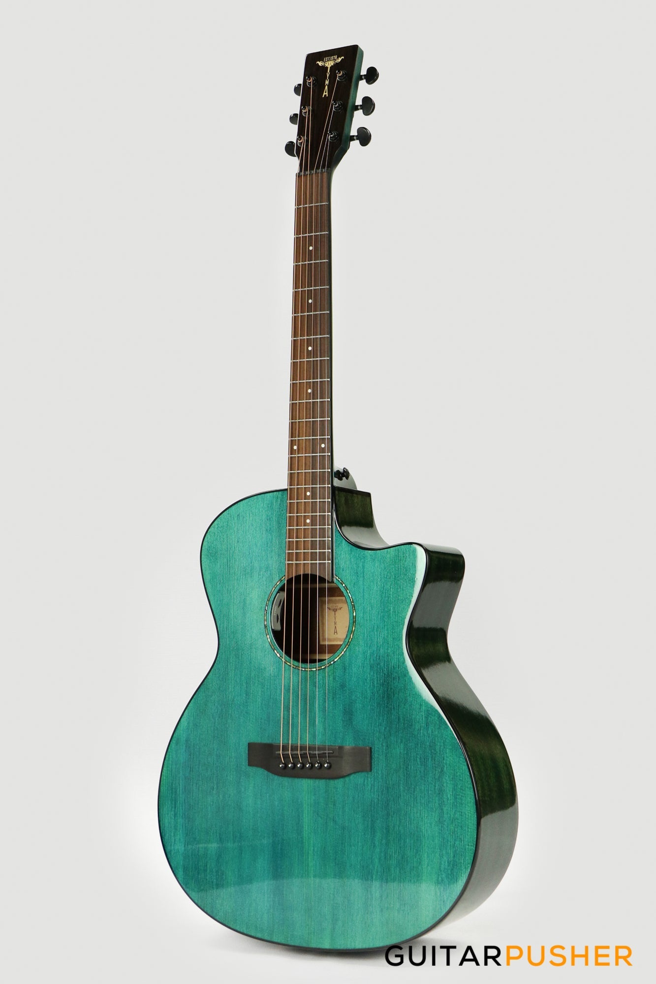 Tyma G-3 CBE Solid Sitka Spruce Top Mahogany Auditorium Acoustic-Electric Guitar with T-200 preamp (Ice Blue)