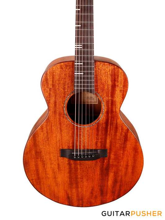 Tyma HM-350ME Solid Mahogany Top Mahogany Mini Jumbo Acoustic-Electric Guitar with TYMA T-200