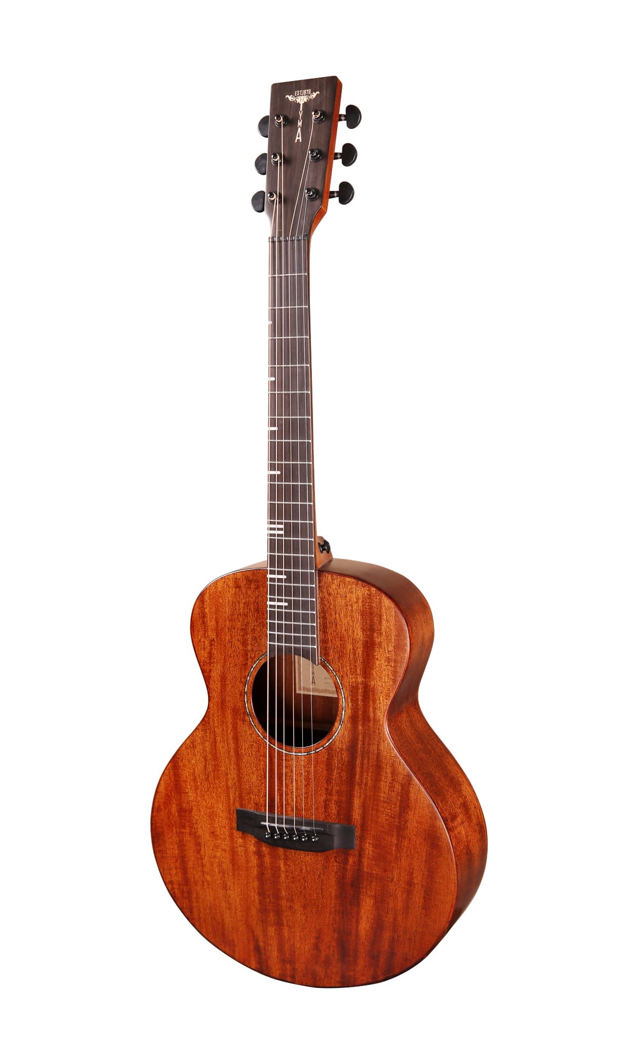 Tyma HM-350ME Solid Mahogany Top Mahogany Mini Jumbo Acoustic-Electric Guitar with TYMA T-200