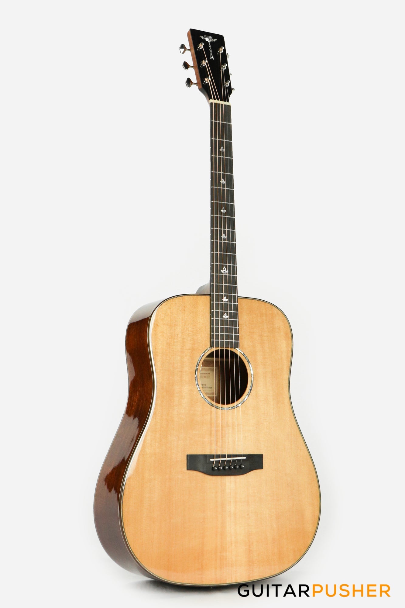 Tyma TD-10E Solid Sitka Spruce Top African Peach Core Dreadnought Acoustic-Electric Guitar with T-200 preamp