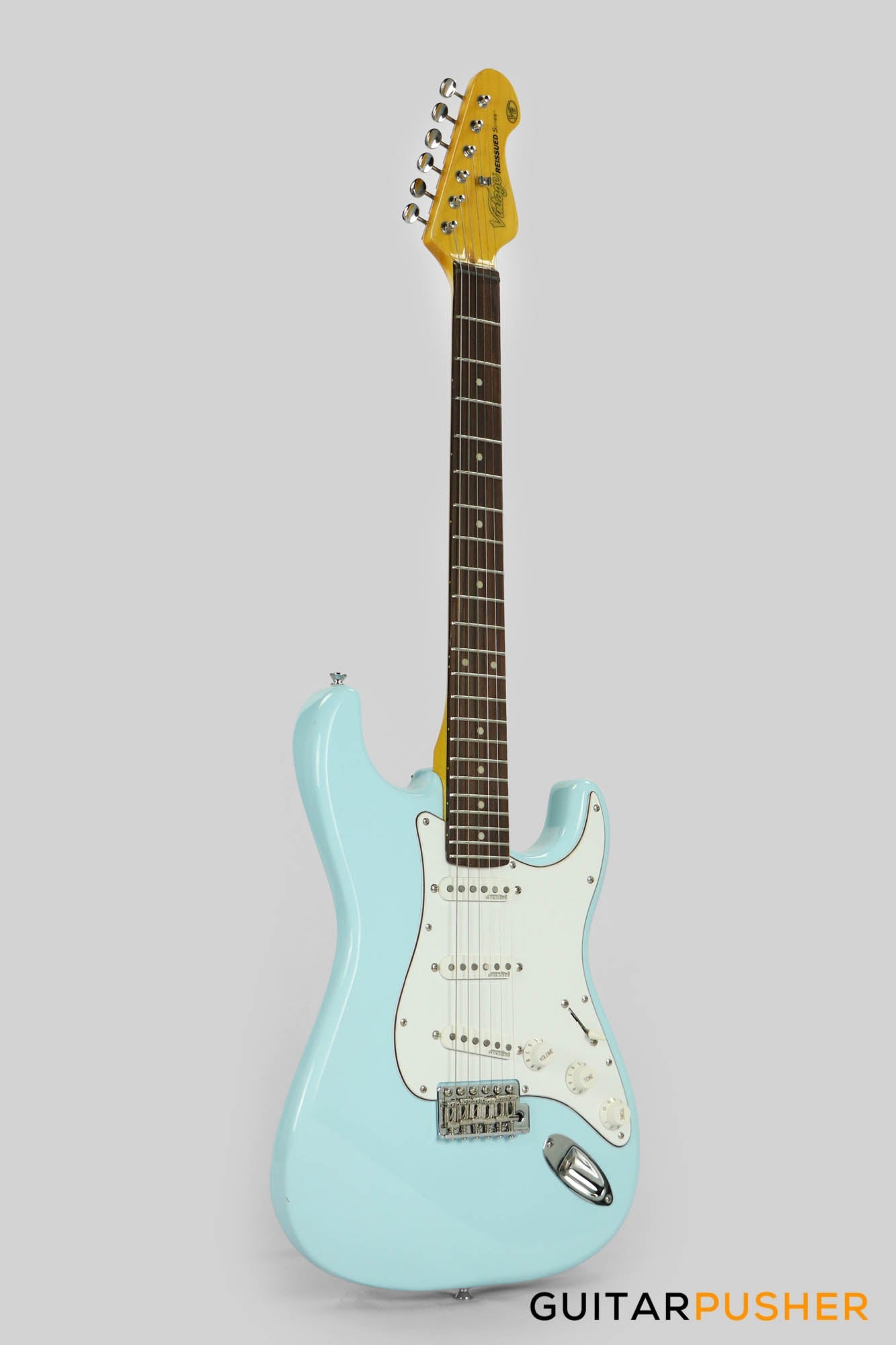 Vintage V6 S-Style Reissue Electric Guitar - Laguna Blue
