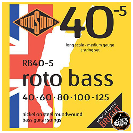 Rotosound Roundwound Rotobass 5-string Bass Guitar Nickel - GuitarPusher
